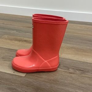 Hunter Kids First Classic Rain Boots Salmon Pink size US10